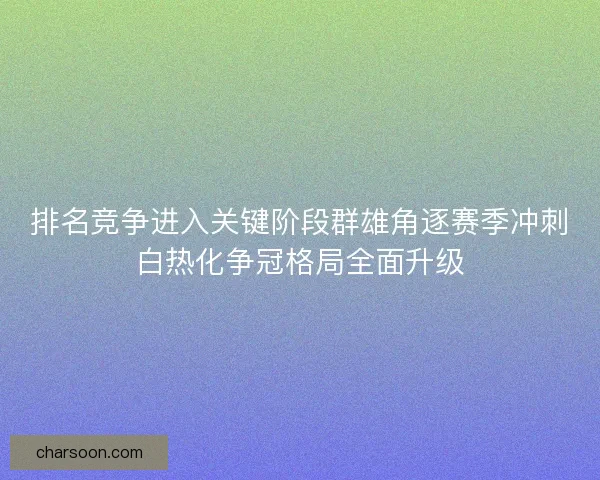 排名竞争进入关键阶段群雄角逐赛季冲刺白热化争冠格局全面升级